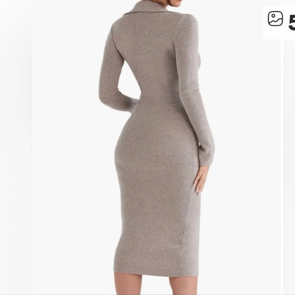 House Of Harlow 1960 Revolve Blue Collared Ribbed Knit Button Down Dress Small - Picture 3 of 15